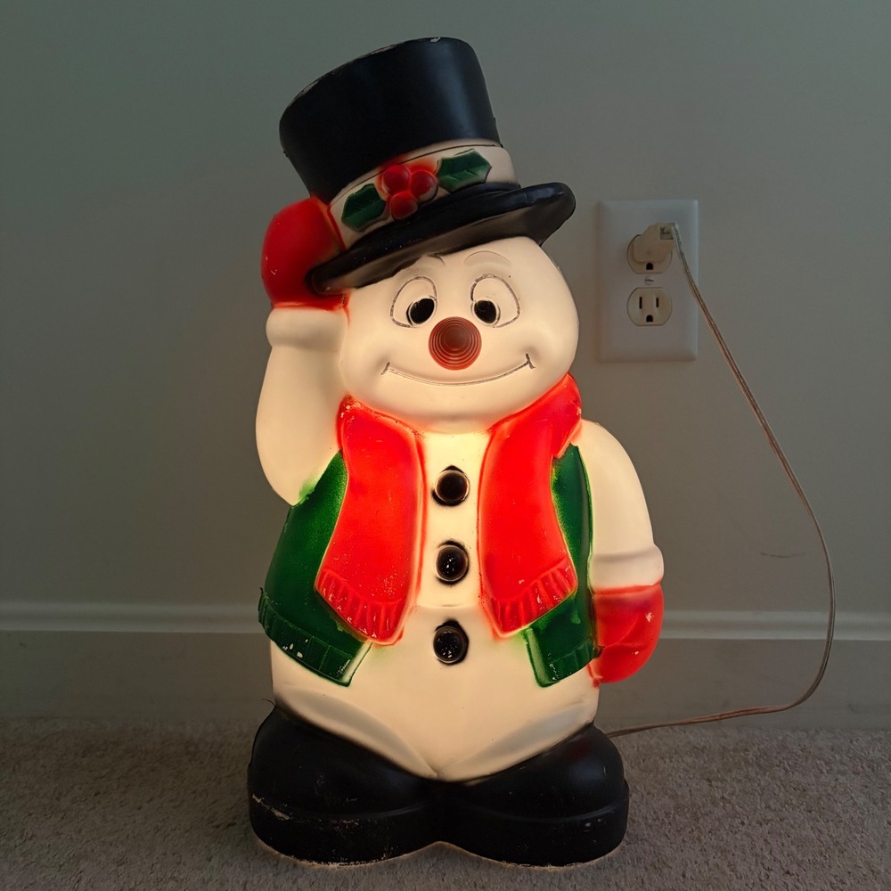 Vintage Frosty The Snowman Blow Mold 18" Christmas Light Up Decor Festive